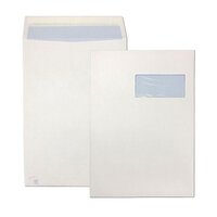 Sobre empresarial, C4, 324 x 229mm, con ventana, autoadhesivo, papel offset, blanco