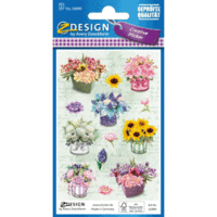 Deko Sticker Papier Blumen mehrfarbig 26 Aufkleber