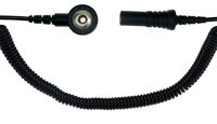 ESD-Spiralkabel, 1 MOhm, schwarz, 3,6 m, 3 mm Druckknopf, Bananenstecker Buchse