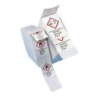 Etiquettes de sécurité GHS LLG auto-adhésives rouleau en boite distributrice Type GHS 02