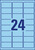 Farbige Etiketten, ablösbar, A4, 63,5 x 33,9 mm, 20 Bogen/480 Etiketten, blau