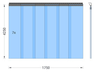 Foto 1 von PVC-Streifenvorhang, Lamellen 300 x 3 mm transparent, Höhe 4,25 m, Breite 1,75 m (1,50 m), verzinkt