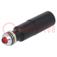 Spia: LED; convessa; rosso; 230VAC; Ø8mm; IP67; metallo,plastica