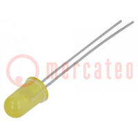 LED; 5mm; giallo; 0,9÷2,1mcd; 50°; Frontale: convesso; 1,8÷2,5V