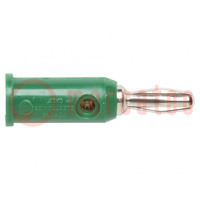 Plug; 4mm banana; 5A; 5kV; green; Max.wire diam: 3mm; on cable; 1325