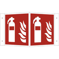 Brandschutzschild, nachleucht., Winkelschild, Feuerlöscher, Maß: 45 x 20 x 20 cm DIN EN ISO 7010 F001 ASR A1.3 F001
