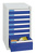 Schubladenschrank Serie ESTA, RAL 7035/5010, 7 Schubladen (6x100, 1x200 mm)