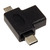 USB redukcja, (2.0), USB A F - microUSB (M) + USB C (M), czarna, plastic bag OTG