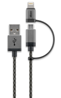 Cabstone 92953 cable USB 1 m USB A Micro-USB B/Lightning Negro, Gris