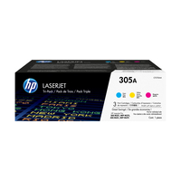 HP 305A zestaw 3 oryginalnych wkładów z tonerem LaserJet: błękitny/purpurowy/żółty