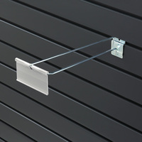 Lochwandsystem-Ausleger / Warenaufhänger / Lamellenwand-Einzelhaken mit obenliegendem Preisträger für DRA-Pendeltaschen | 250 mm
