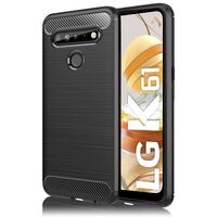 NALIA Design Cover compatible with LG K61 Case, Carbon Look Stylish Brushed Matte Finish Phonecase, Slim Protective Silicone Rugged Bumper Anti-Slip Coverage Shockproof Soft Mob...