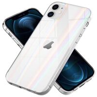 NALIA iPhone 12 / 12 Pro - Klare Hart Glas Handy Hülle Regenbogen Case Kratzfest Transparent