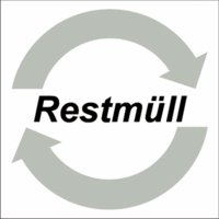 System-Wertstoffkennzeichnung - Restmüll, Grau/Weiß, 10 x 10 cm, Aluminium