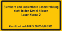 Kennzeichnung für Laserklassen - Gelb/Schwarz, 10 x 20 cm, Folie, Text