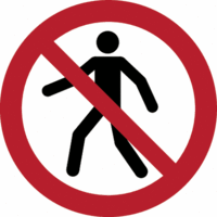 Sicherheitskennzeichnung - Für Fußgänger verboten, Rot/Schwarz, 10 cm, Weiß