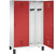 Armario guardarropa EVOLO, puerta sobre 2 compartimentos, con patas, 4 compartimentos, 2 puertas, anchura de compartimento 300 mm, blanco tráfico / rojo vivo.