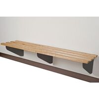 Classic aero wall mounted cantilever changing room bench, 3000mm wide, black brackets