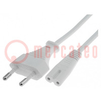 Kabel; 2x0,75mm2; CEE 7/16 (C) Stecker,IEC C7 weiblich; PVC; 3m