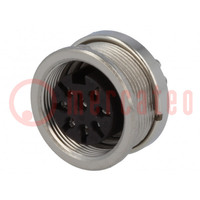 Connector: M16; socket; female; soldering; PIN: 8; 5A; 100V; IP40