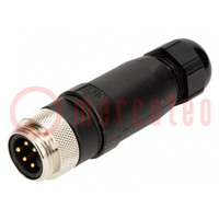 Plug; 7/8"; male; PIN: 5; straight; for cable; Mini-Change; 8A; IP67