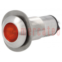 Indicator: LED; flat; red; 24VDC; Ø13mm; IP67; connectors 2,8x0,8mm
