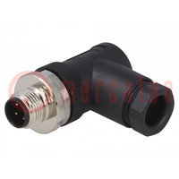 Connector: M12; stekker; PIN: 3; mannelijk; voor draad; IP67; 250V