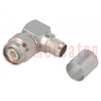 Plug; TNC; male; angled 90°; 50Ω; H1000,RG213; soldering,crimped