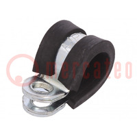 Fixing clamp; ØBundle : 9mm; W: 9mm; steel; Cover material: EPDM