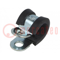 Fixing clamp; ØBundle : 10mm; W: 12mm; steel; Cover material: EPDM
