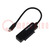 USB to SATA adapter; SATA 22pin female,USB A plug; 0.19m; PnP