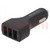USB tápegység; USB A aljzat x3; Tápfesz: 12÷24VDC; 5V/4,8A
