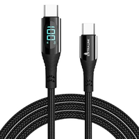 EXTRALINK SMART LIFE USB C CABLE, TRESSE EN NYLON, USB C - USB C 100W FAST CHARGE 3.0 CABLE, LED DISPLAY, 2M USB-C CABLE, COMPAT