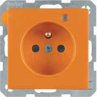 Berker Steckdose mit Schutzkontaktstift, Kontroll-LED u. erh.BS Q.1/Q.3 orange, samt