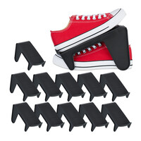 Relaxdays Schuhhalter, 12er Set, bis Größe 39, rutschfeste Schuhablage, Kunststoff, Ordnungssystem für Schuhe, schwarz
