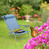 Relaxdays Liegestuhl klappbar, Nackenkissen, Flaschenöffner, 8-stufig verstellbar, bis 120 kg, Kunststoff, Stahl, blau