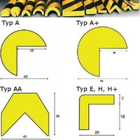 Eckschutz Typ A, selbstklebend, gelb/schwarz, 500 x 4 x 4 cm