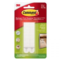 3M Command Picture Hanging Strips Narrow White (Pack 4) 17207