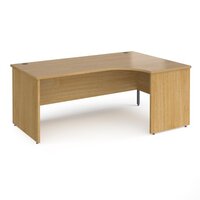 Contract 25 right hand ergonomic desk with panel ends and graphite corner leg 1800mm - oak