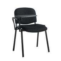 Taurus meeting room chair with black frame and writing tablet - charcoal
