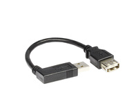Verlängerung USB 2.0 Stecker A 90° nach links abgewinkelt an Buchse A, 0,30m, Good connections®