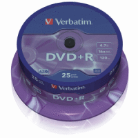 DVD-Rohlinge DVD+R 4,7GB/16x auf Spindel VE=25 Stück