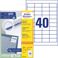 Universal-Etiketten ultragrip 48,5x25,4 mm VE=4.000 Etiketten / 100 Bogen weiß
