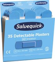 Plastry Blue Detectable na końcówki palców dla przemysłu spożywczego wodoodporne Salvequick 35 sztuk