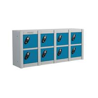 Probe locker for personal effects with 8 compartments and blue doors