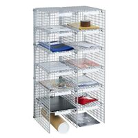 Coloured wire mail sort units, grey, 12 compartments