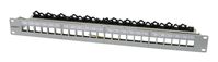 Keystone,Modulträger, 19"Patchpanel für 24xTP-Modul, 1HE(t 94mm), Lichtgrau, V4 mit Kabelklemme, Synergy 21,