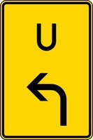 Verkehrszeichen VZ 455.1-10 Ankündigung oder Fortsetzung der Umleitung, Vorankündigung links 630 x 420, Alform, RA 1