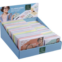 Présentoir complet avec 38 paquets de 50 flashcards sous film + anneau - bristol ligné perforé - formats A6 et A7