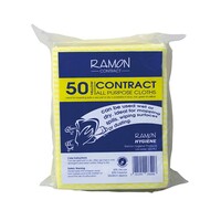 Contract Yellow All Purpose Non-Woven Lightweight Cloths - Pack Of 50